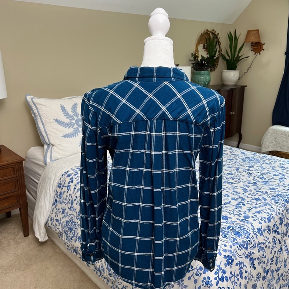 Women's Draper James Blue and White Window Pane Flannel Size 4 - Picture 3 of 14